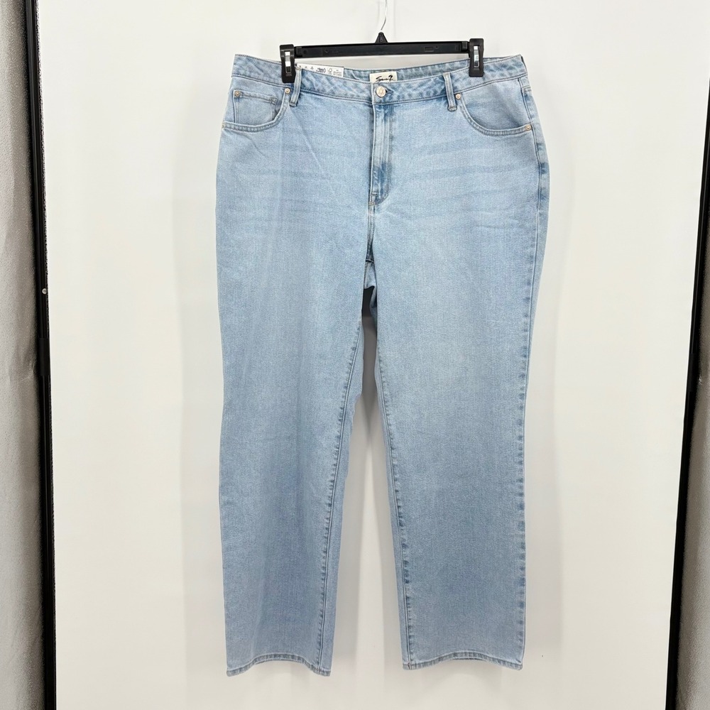 Seven7 Loose Straight Leg Jeans Womens 18W Key West Light Wash High Rise NEW NWT